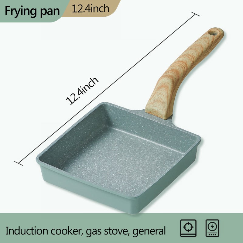 Japanese Omelette Pan Maifan Stone Non-stick Egg Roll Pan Frying Pan With Wood Handle for Baby Kids Food Cooking - Image 2