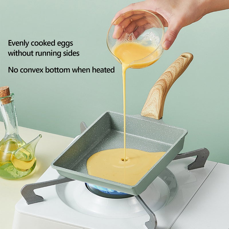 Japanese Omelette Pan Maifan Stone Non-stick Egg Roll Pan Frying Pan With Wood Handle for Baby Kids Food Cooking - Image 5