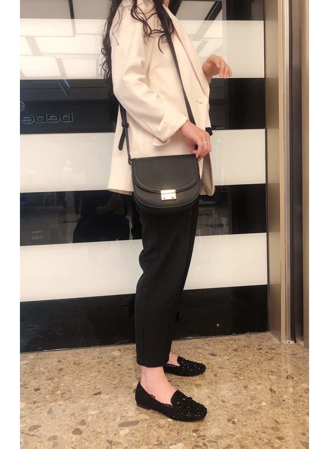 FEVERSOLE Crossbody Bag PU Leather Women Retro Small Saddle Satchel Shoulder Bag Tote With Long Adjustable Strap Black - Image 2