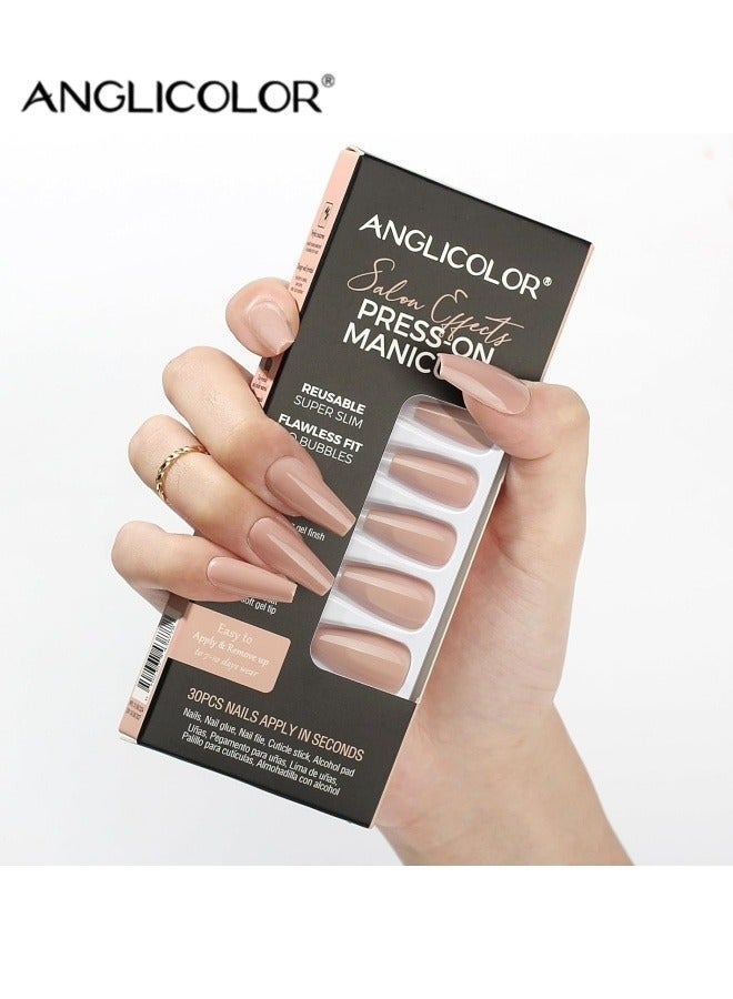 Anglicolor 30 Pieces Press On Nails, Seamless and Removable Nail Stickers, French Pastel Press On Nails, Reusable False Nails, Fack Nails, 15 Sizes - A112 - Image 3