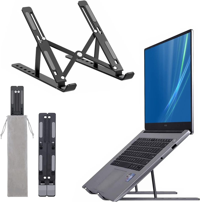 ls lapster Lapster Ergonomic Portable Aluminium Laptop Stand-Black - Image 1