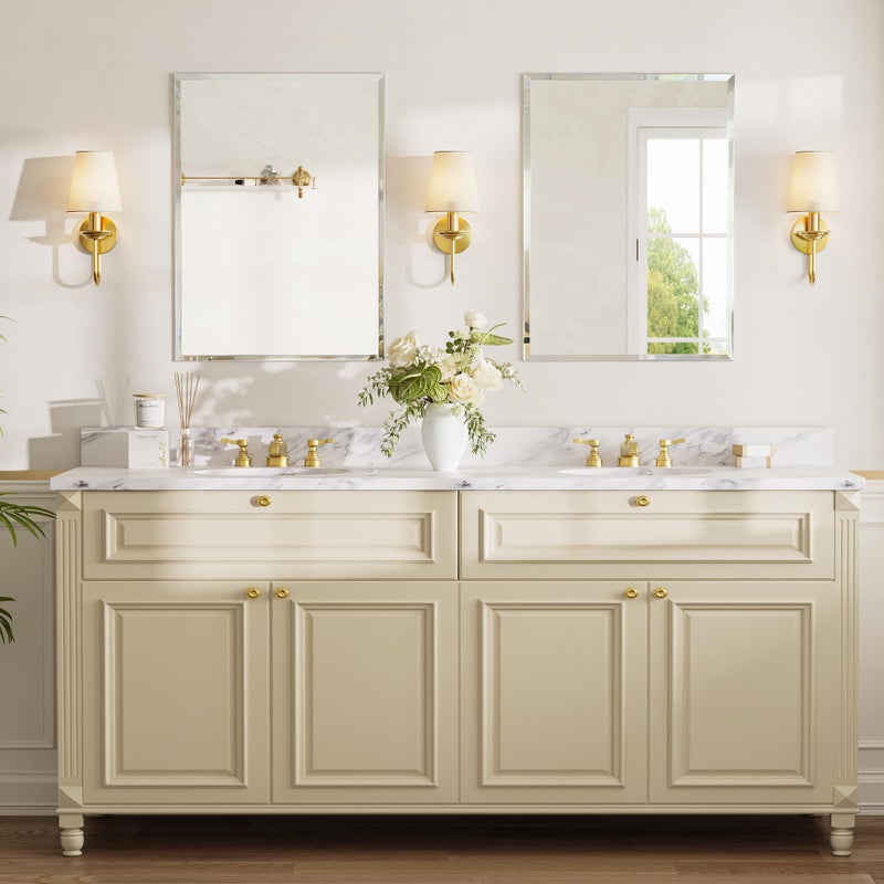 Pocetry 24"x36" Large Rectangular Bathroom Mirror, Frameless Beveled Wall Mirror with Solid Backing, HD Glass Vanity Mirror for Master Bath, Bedroom & Hallway, 2-Way Hang - Image 5