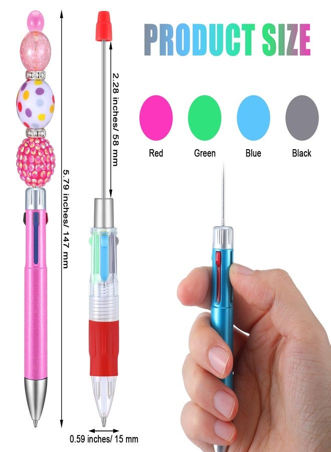 Skyygemm 24Pcs Multicolor 4 in 1 Beadable Pens Bulk, Blank Beadable Retractable Ballpoint Pens for Students Teacher Graduation Gift DIY Making Supplies(Novel) - Image 2