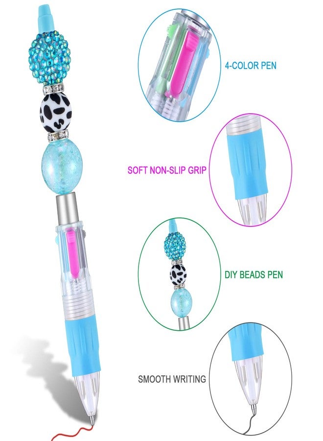 Skyygemm 24Pcs Multicolor 4 in 1 Beadable Pens Bulk, Blank Beadable Retractable Ballpoint Pens for Students Teacher Graduation Gift DIY Making Supplies(Novel) - Image 3