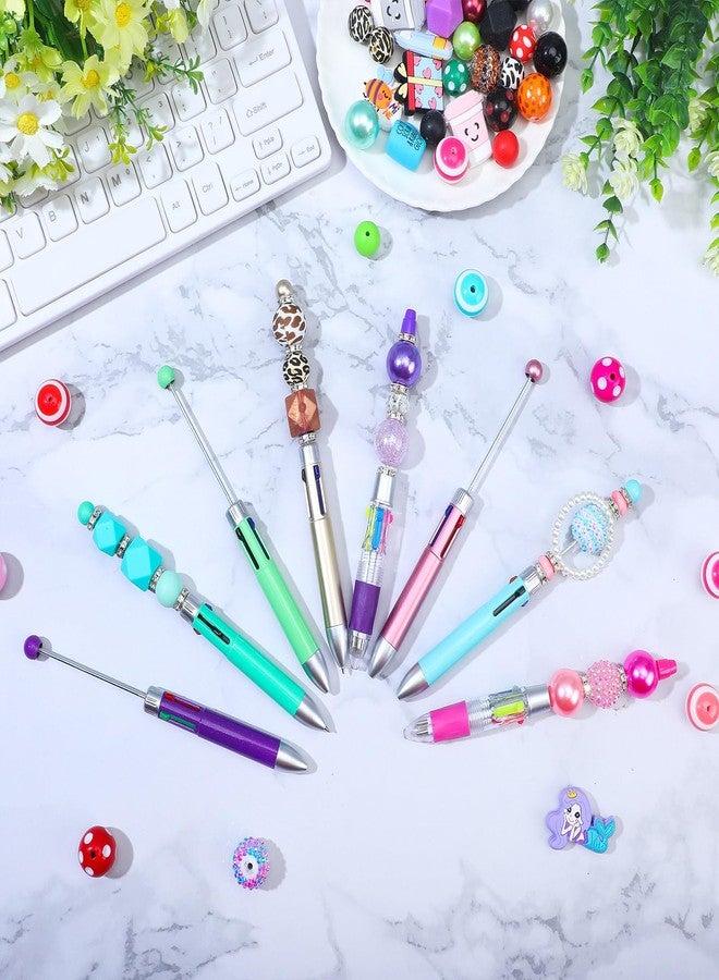 Skyygemm 24Pcs Multicolor 4 in 1 Beadable Pens Bulk, Blank Beadable Retractable Ballpoint Pens for Students Teacher Graduation Gift DIY Making Supplies(Novel) - Image 4
