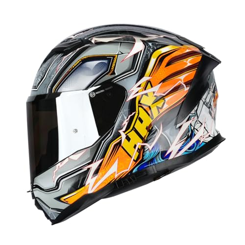 HAX Force GlowintheDark Aerodynamic Full Face Helmet for Street EBikes DOT ECE Certified Enhanced Dual Visor Adult Size Pinlock Ready Thunder Orange M - Image 1