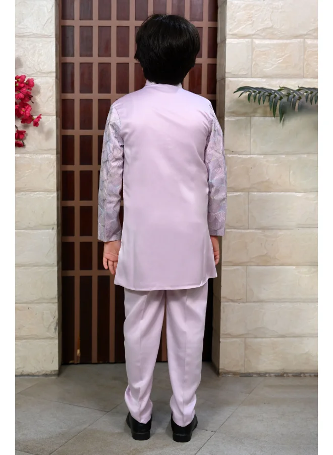 BT DEZINES Lilac Sherwani and Pants Set for Boys