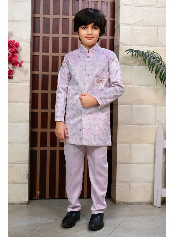BT DEZINES Lilac Sherwani and Pants Set for Boys