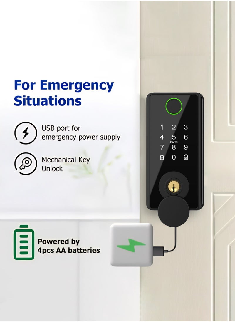 Generic Smart Lock ,Smart door lock,Fingerprint Door Lock Waterproof Outdoor Gate Lock Tuya App Digital Passcode IC Card Keyless Front Door Electronic Lock  - Image 4