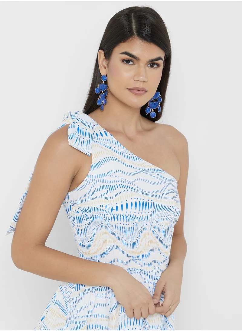 ELLA One Shoulder Printed Dress