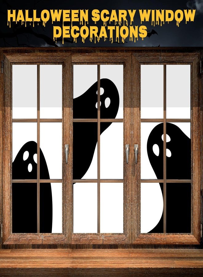 Mindsoft 3 Pcs Halloween Ghost Silhouette Window Decor Large Ghost Clings Fabric Curtain Decoration 31.5 x 47 Inch for Indoor Outdoor Spooky Party Halloween Window Decor - Image 4