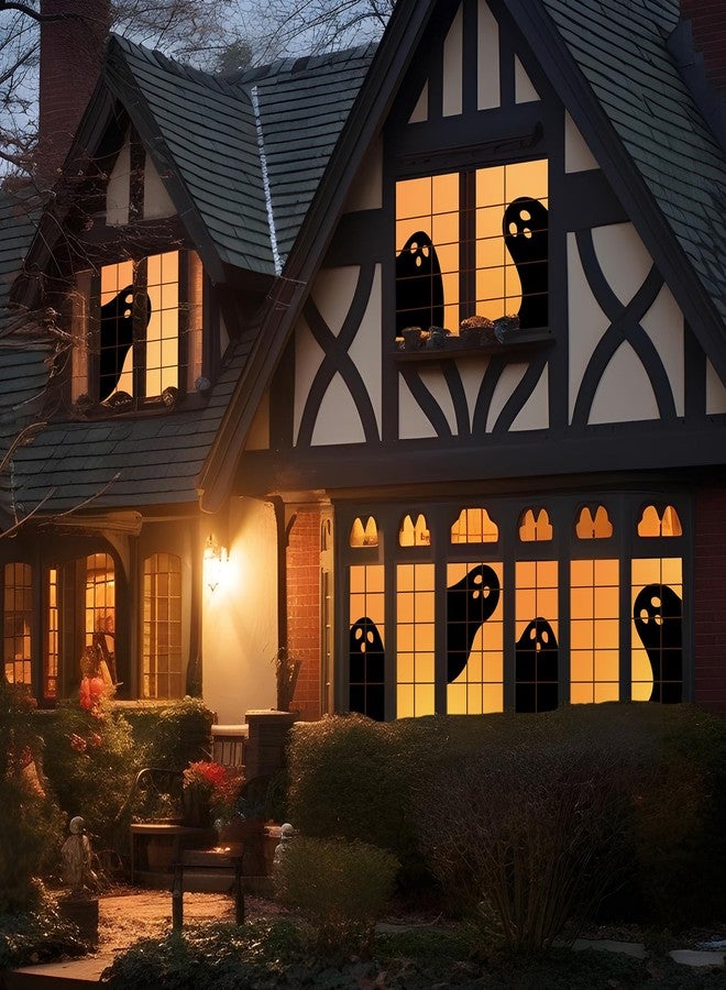 Mindsoft 3 Pcs Halloween Ghost Silhouette Window Decor Large Ghost Clings Fabric Curtain Decoration 31.5 x 47 Inch for Indoor Outdoor Spooky Party Halloween Window Decor - Image 5