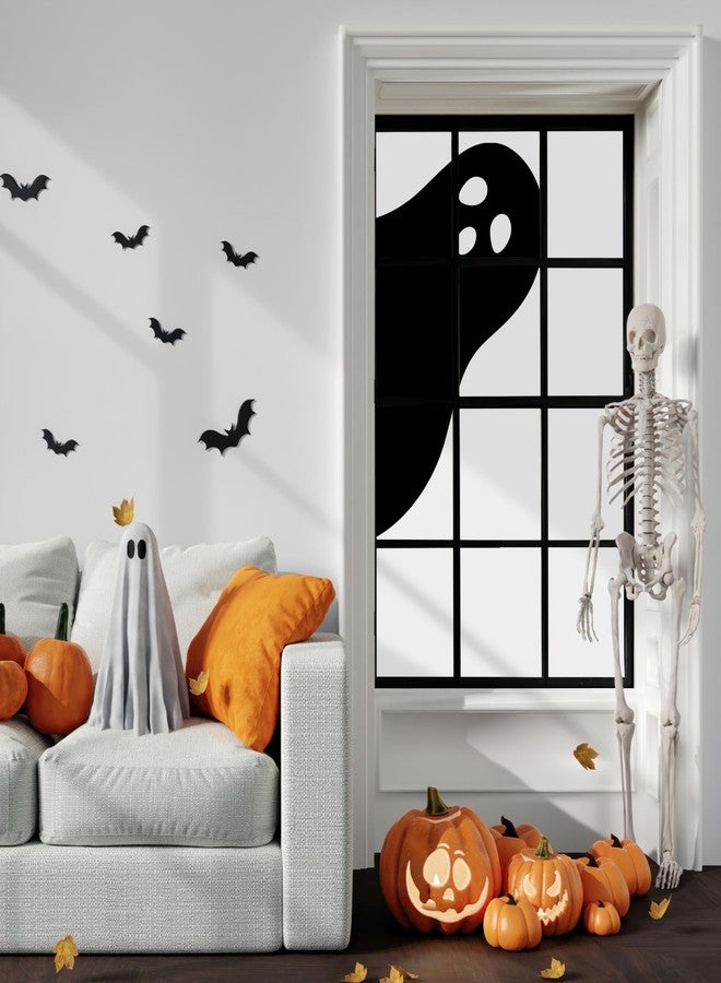 Mindsoft 3 Pcs Halloween Ghost Silhouette Window Decor Large Ghost Clings Fabric Curtain Decoration 31.5 x 47 Inch for Indoor Outdoor Spooky Party Halloween Window Decor - Image 3