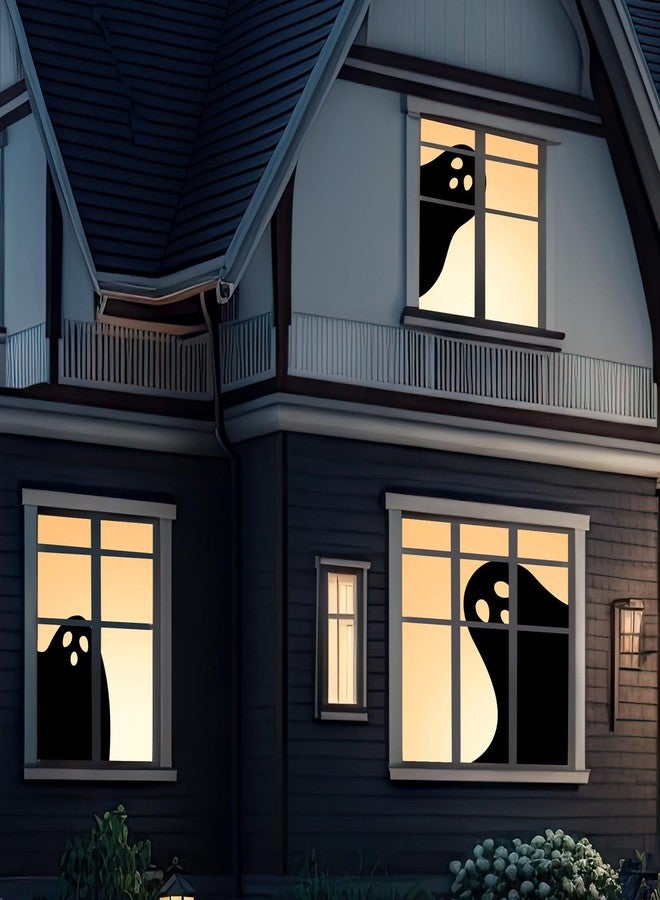 Mindsoft 3 Pcs Halloween Ghost Silhouette Window Decor Large Ghost Clings Fabric Curtain Decoration 31.5 x 47 Inch for Indoor Outdoor Spooky Party Halloween Window Decor - Image 1