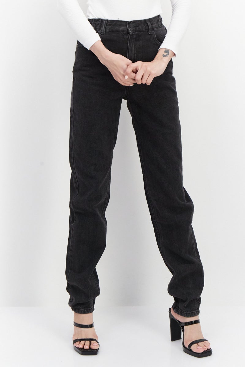 Pull & Bear Women Regular Fit  Dark Wash Non-Stretchable Denim, Grey  - Image 1