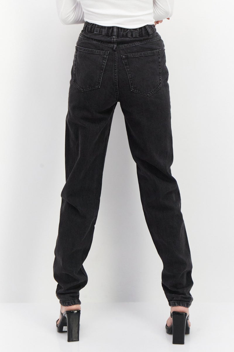 Pull & Bear Women Regular Fit  Dark Wash Non-Stretchable Denim, Grey  - Image 2