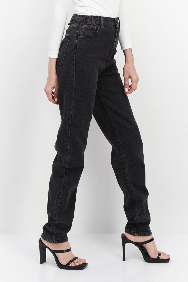Pull & Bear Women Regular Fit  Dark Wash Non-Stretchable Denim, Grey  - Image 4