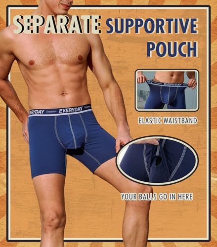 Separatec Cotton Dual Pouch Men's Underwear Comfortable Soft Breathable Everyday Boxer Briefs for men 7 Pack(L, Assorted Colors) - Image 3