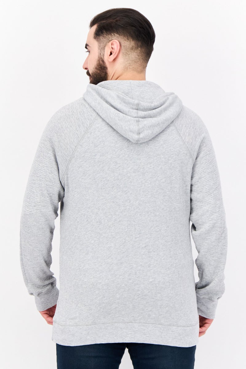 TRUE GRIT Men Hooded Heather Long Sleeve Sweatshirt, Grey  - Image 3