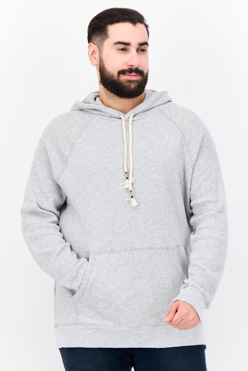 TRUE GRIT Men Hooded Heather Long Sleeve Sweatshirt, Grey  - Image 1