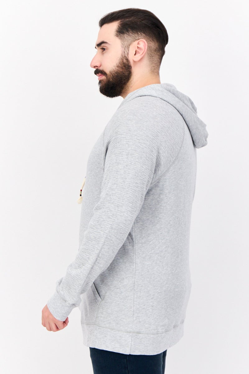 TRUE GRIT Men Hooded Heather Long Sleeve Sweatshirt, Grey  - Image 2