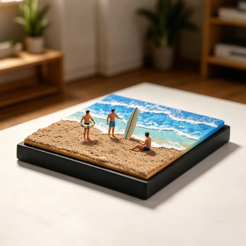 Fremego Miniature Display Diorama Base,Realistic Outdoor Four Seasons Scene Platform for 1:64,1:72,1:87 Scale Model Cars, Vehicles, and Miniature Figures Display (Summer Beach-No Figures) - Image 2
