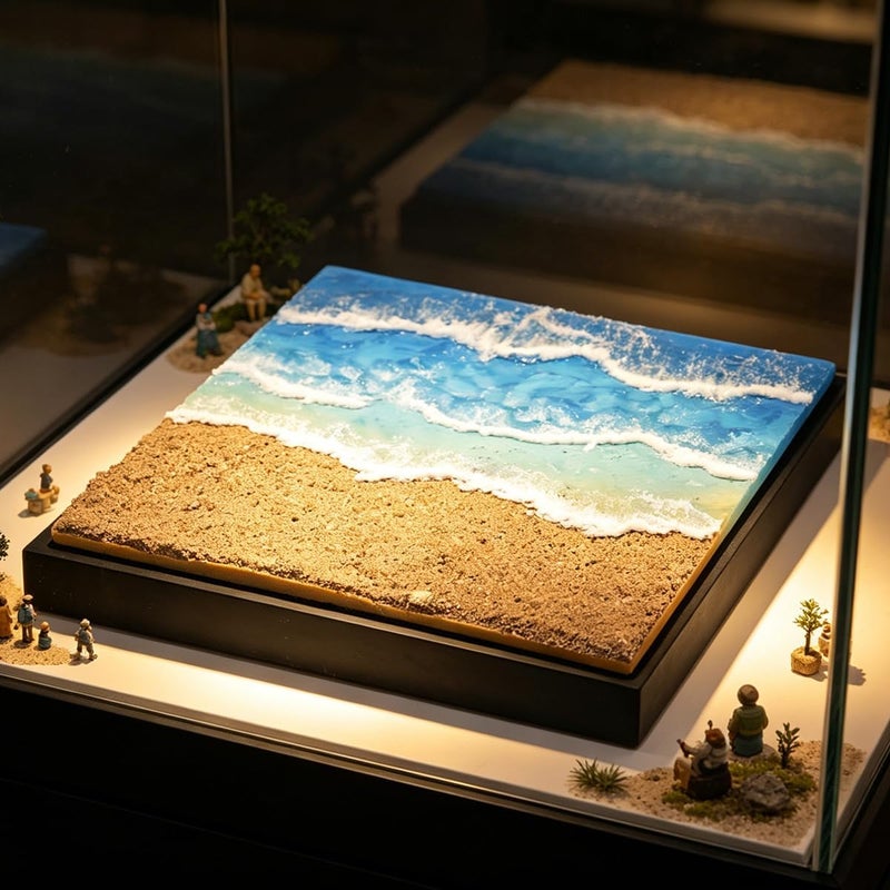 Fremego Miniature Display Diorama Base,Realistic Outdoor Four Seasons Scene Platform for 1:64,1:72,1:87 Scale Model Cars, Vehicles, and Miniature Figures Display (Summer Beach-No Figures) - Image 4