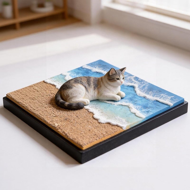 Fremego Miniature Display Diorama Base,Realistic Outdoor Four Seasons Scene Platform for 1:64,1:72,1:87 Scale Model Cars, Vehicles, and Miniature Figures Display (Summer Beach-No Figures) - Image 3