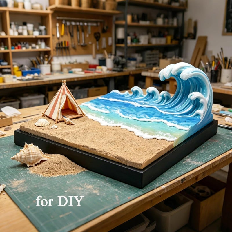 Fremego Miniature Display Diorama Base,Realistic Outdoor Four Seasons Scene Platform for 1:64,1:72,1:87 Scale Model Cars, Vehicles, and Miniature Figures Display (Summer Beach-No Figures) - Image 5