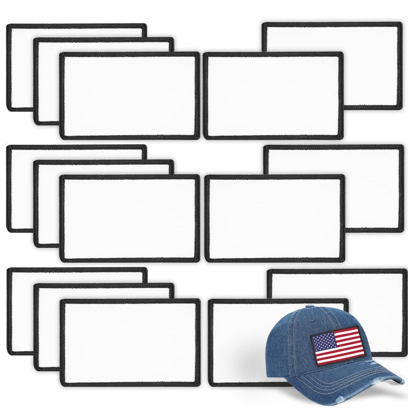 Gadjica 15 PCs Sublimation Patches  Iron On Blank Patches for DIY Crafts Hats Caps Backpack Uniforms Rectangle  15PCs 