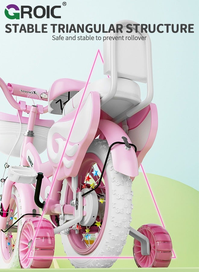 GROIC Girls Bike for Toddlers and Kids,12 Inch Kids Bike with Training Wheels & Basket,Girl Bicycle with Handbrake & Kickstand - Image 5