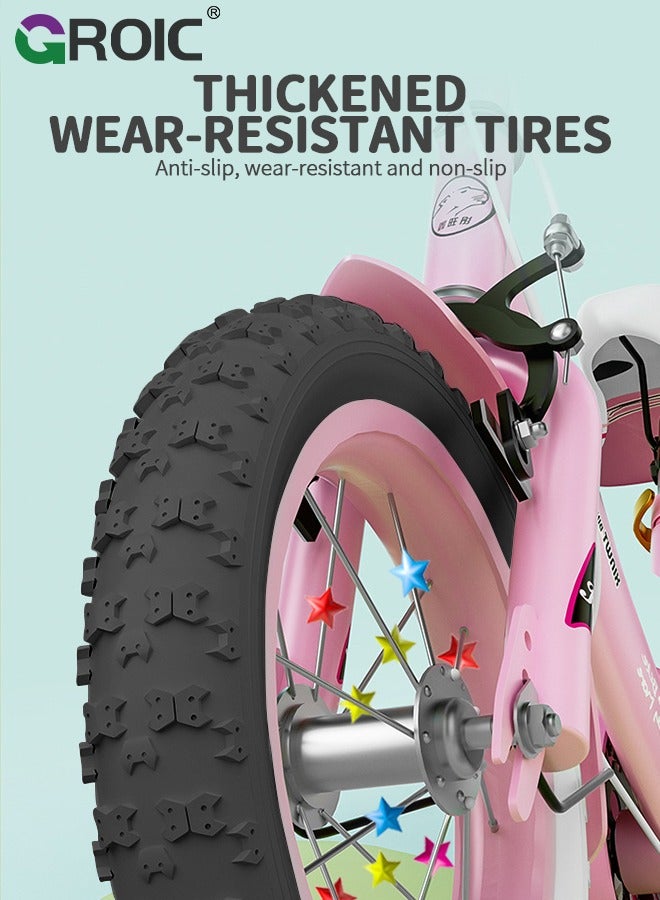 GROIC Girls Bike for Toddlers and Kids,12 Inch Kids Bike with Training Wheels & Basket,Girl Bicycle with Handbrake & Kickstand - Image 4