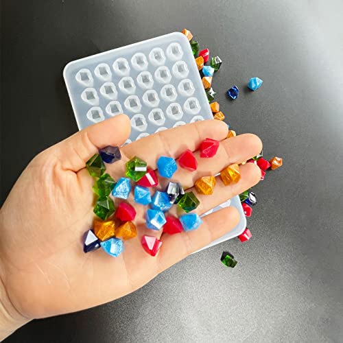 AMZTOART Silicone Mold Resin Craft Makes 60 Crystals - Small Crystal Stones - Candles - Soap - Ice Cube - Jewelry - 1 Unique Shapes (White) - Image 2