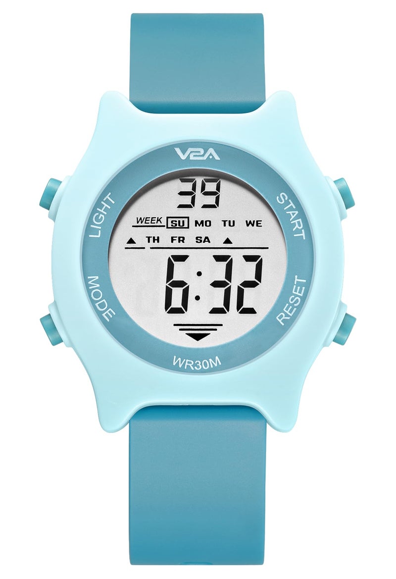 V2A Resin Unisex Child Watch Gifts Age 4-13 For Multi-Functional 30 M Waterproof Digital Sports Watches For 4 5 6 7 8 Year Old Boy And Girls|Birthday Gift For Kids(Green),Dial_White,Band_Silver - Image 1