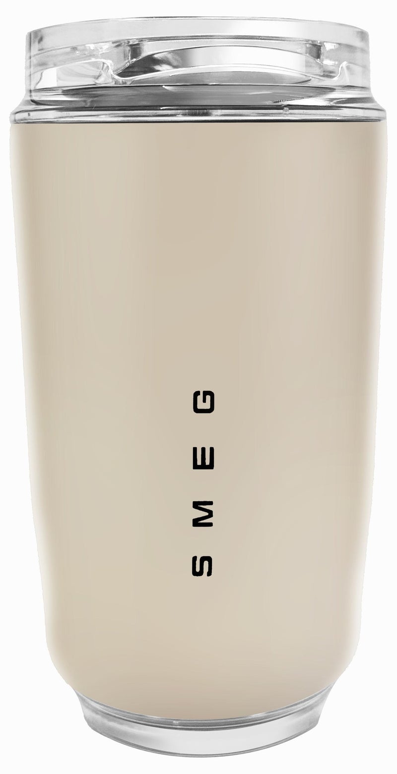 smeg Travel Coffee Mug, 320ml Insulated Beverage Cup With Leakproof Lid, Long Lasting Coffee Tumbler With Lid And Straw, Travel Coffee Thermos cream Beige - Image 1