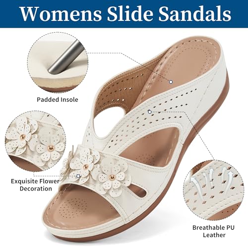 Ecetana Sandals for Women Wedge Shoes: Slip On Dressy Summer Comfortable Slides Sandals Lightweight Memory Foam Platform Shoes - Image 3