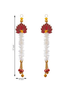 Webelkart Webelkart Premium White and Gold Lotus Wall Hanging Wall Decor |Temple Decor Home and Office Decor| Lotus Back Drop Hanging (Set of 2) (Red)  - Image 3