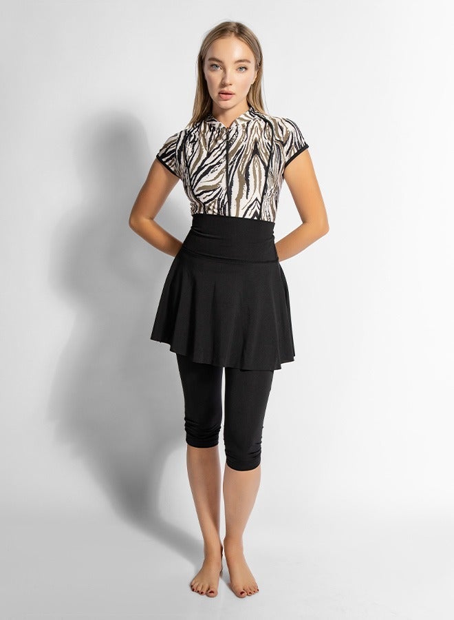 MINERVA SECRETS ZEBRA ROYALE- Exclusive Premium Tankini with Elegant Top, Chic Beach Skirt, High-Waisted Parmoda - Image 1