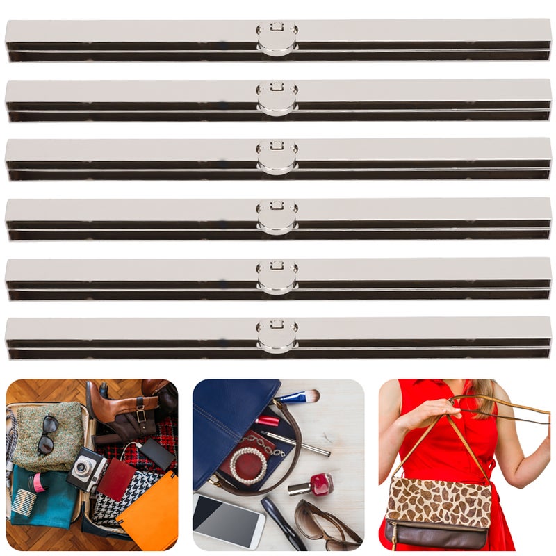 6PCs Metal Wallet Frame Straight Side Bag Supplies Hardware Accessories Iron Lightweight 19cmSilver - Image 4