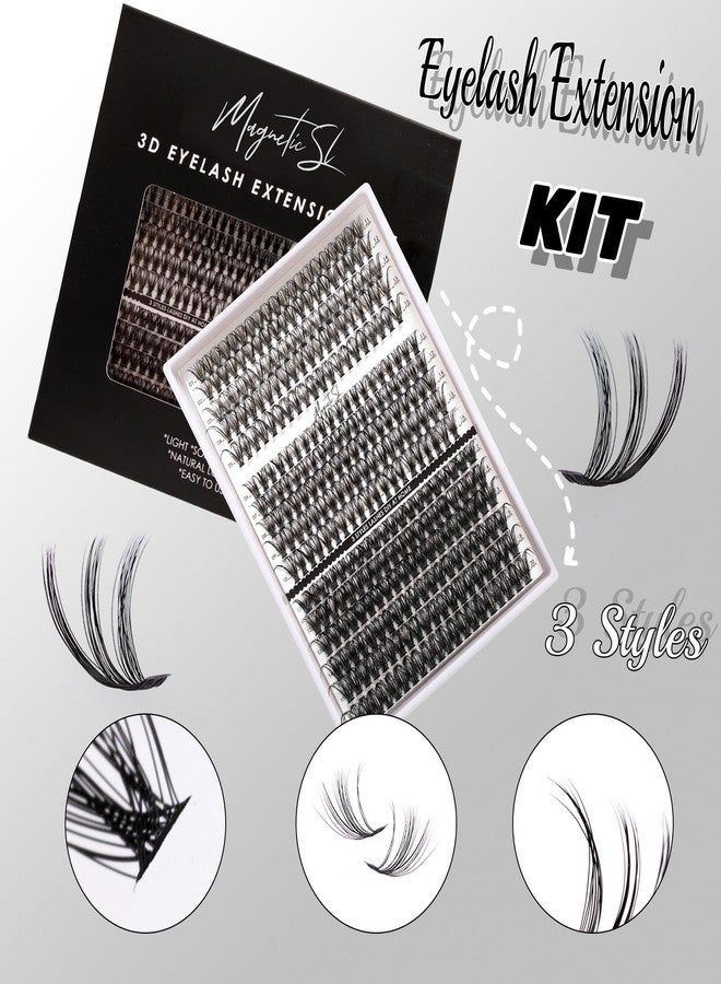 Magnetic SL DIY Lash Extensions Kit 320pcs Individual Lashes Clusters 30D 40D 60D D Curl Eyelash Extension Kit with Applicator and Lash Bond&Seal, Lash Remover For False Eyelash Mix 11-20mm (30D+40D+60D KIT) - Image 3