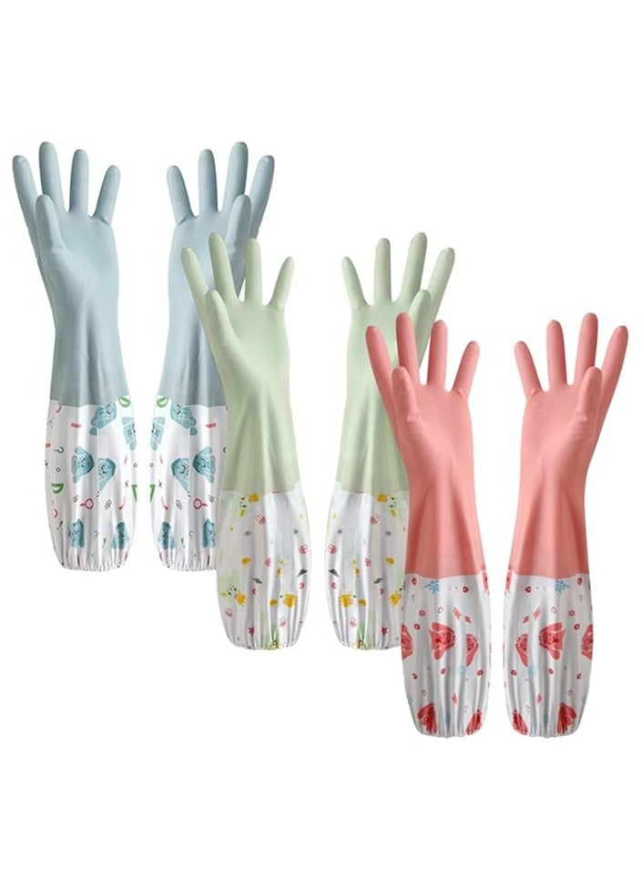 Generic TERRIFI 3 Pcs Rubber Dishwashing Cleaning Gloves - Waterproof, Reusable Long Kitchen Gloves, Latex-Free Household Gloves for Laundry, Cleaning, Working, Gardening  - Image 1