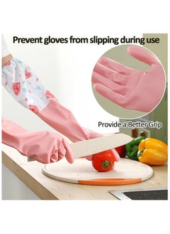Generic TERRIFI 3 Pcs Rubber Dishwashing Cleaning Gloves - Waterproof, Reusable Long Kitchen Gloves, Latex-Free Household Gloves for Laundry, Cleaning, Working, Gardening  - Image 2