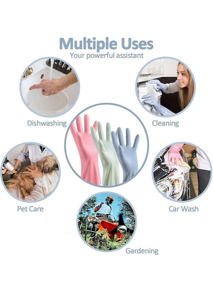 Generic TERRIFI 3 Pcs Rubber Dishwashing Cleaning Gloves - Waterproof, Reusable Long Kitchen Gloves, Latex-Free Household Gloves for Laundry, Cleaning, Working, Gardening  - Image 4