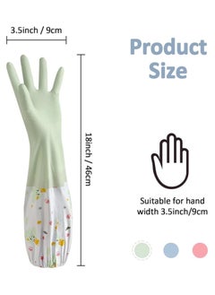 Generic TERRIFI 3 Pcs Rubber Dishwashing Cleaning Gloves - Waterproof, Reusable Long Kitchen Gloves, Latex-Free Household Gloves for Laundry, Cleaning, Working, Gardening  - Image 5