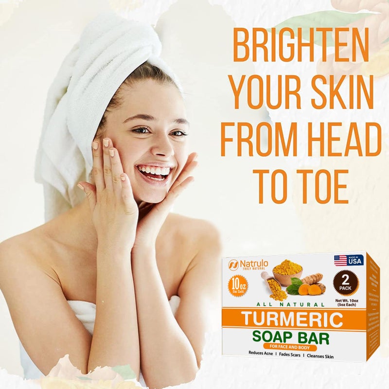 Natrulo Turmeric Soap Bar for Face & Body â€“ Natural Skin Brightening Soap for Dark Spots, Intimate Areas, Underarms â€“ Turmeric Face Wash Reduces Acne, Fades Scars & Cleanses Skin â€“ 5oz Bath Bars - Image 5