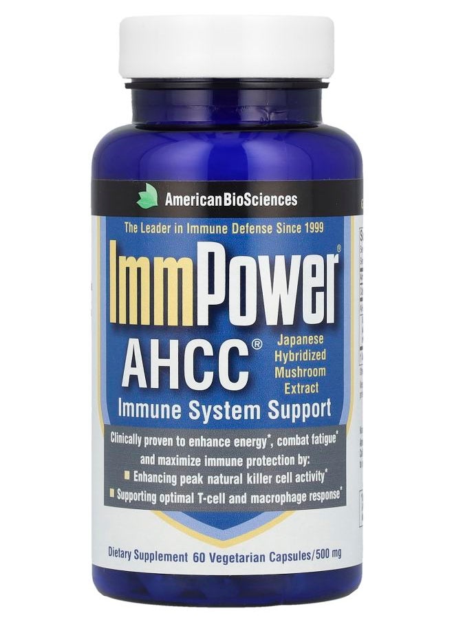 American BioSciences - ImmPower® AHCC® 500 mg 60 Vegetarian Capsules (250 mg Per Capsule) - Image 1