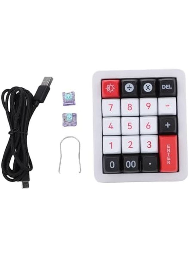 White Wired Number Pad 12 RGB LED Backlight 19 Programmable Keys Mechanical Numpad For Laptop - Image 2