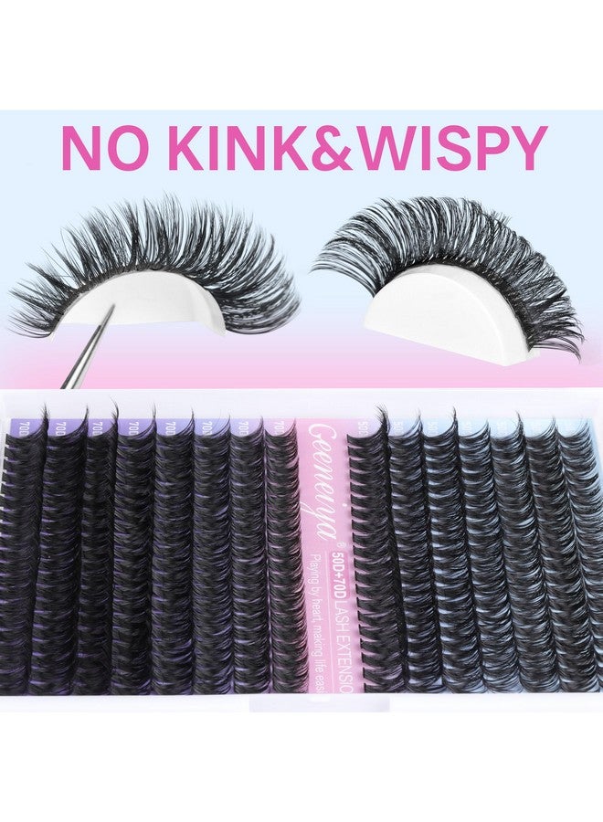 Geeneiya Wispy Lash Clusters Kit 50D+70D Lash Extension Kit 10-18mm Cluster Eyelash Extensions Kit Natural Individual Lashes Kit with Waterproof Lash Bond and Seal Glue Lash Tweezers for Beginners - Image 5
