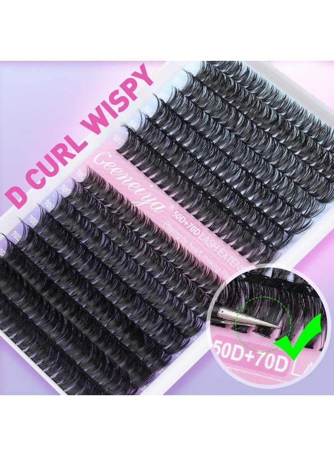Geeneiya Wispy Lash Clusters Kit 50D+70D Lash Extension Kit 10-18mm Cluster Eyelash Extensions Kit Natural Individual Lashes Kit with Waterproof Lash Bond and Seal Glue Lash Tweezers for Beginners - Image 4