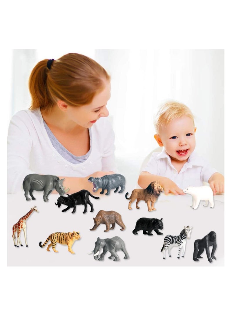 Realistic Wildlife Mini Model Set - 12pcs Animal Figures for Children's Education, Science Learning, Zoo Theme Decorations, Birthday Cake Toppers, and Gift Ideas. - Image 3